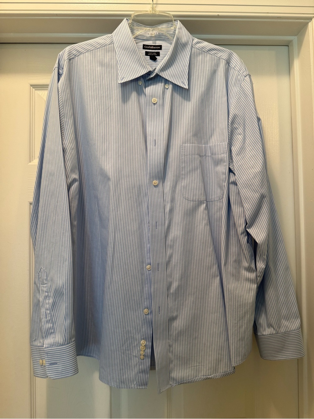 croft & barrow Light Blue and White Pinstripe Men's Dress Shirt